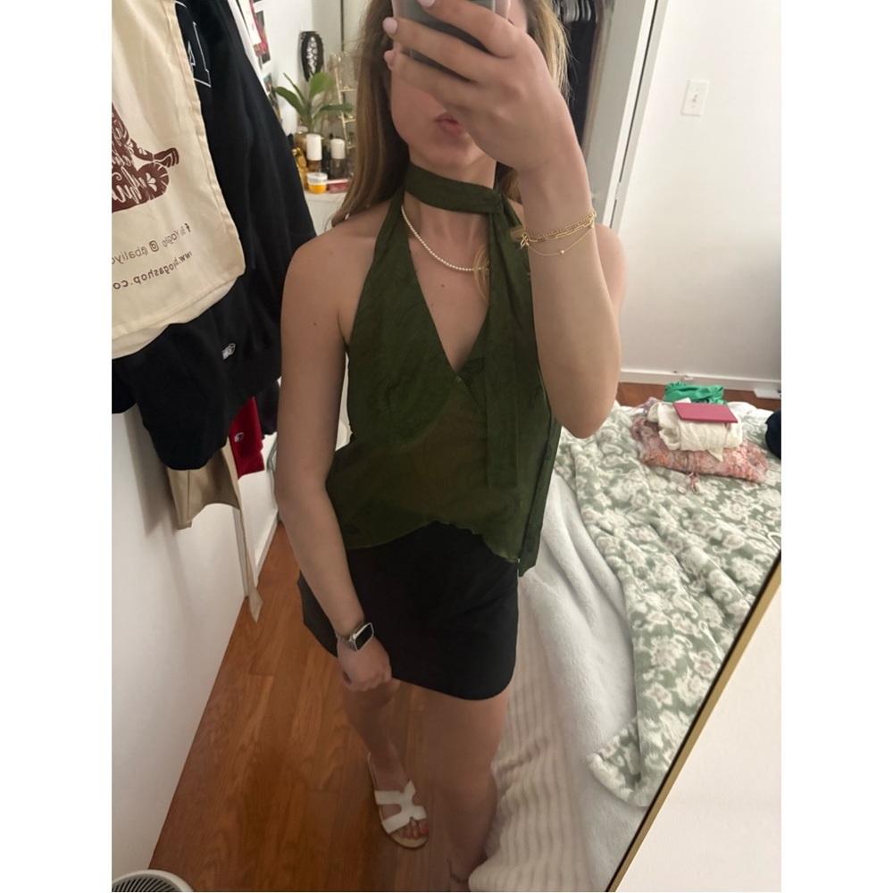Cider Brand New Never Worn Green Butterfly Halter Tie Top $40 Original